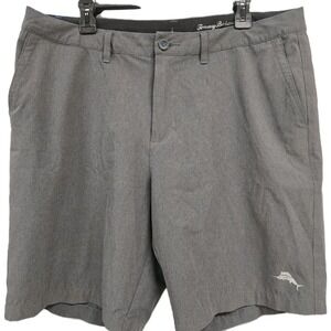 Tommy Bahama Mens 36 Flat Front Gray Chino Shorts